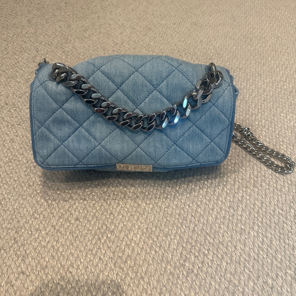 Stella McCartney Quilted Blue Chain Shoulder Bag